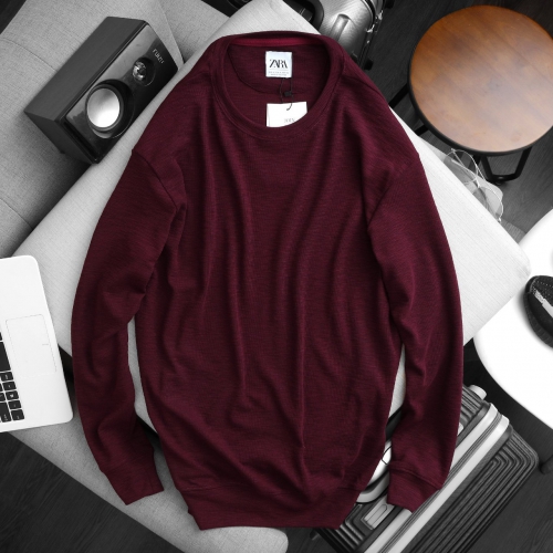 Áo ZARA Tay Dài Vải Thun Cotton Dệt ZR09