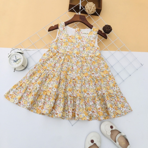 Váy bé gái thô sát nách cổ vuông